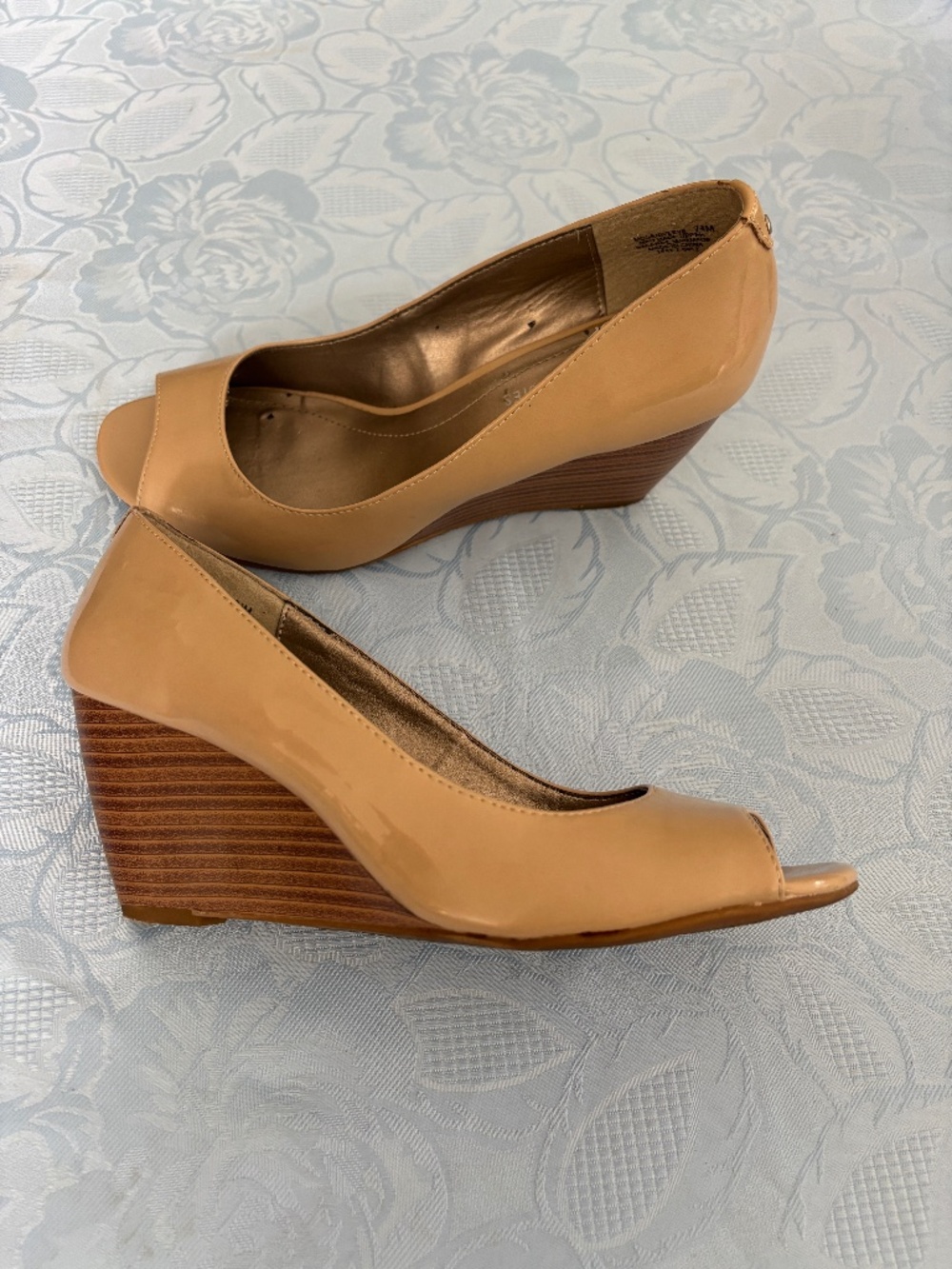 Neutral Patent Leather Wedges